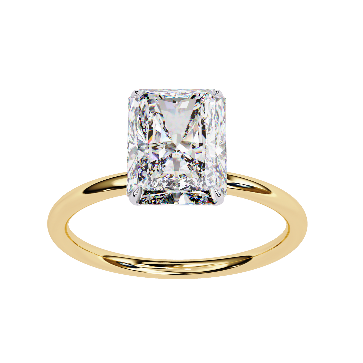 Solitaire Ring featuring radiant cut lab grown diamond in 18K solid gold