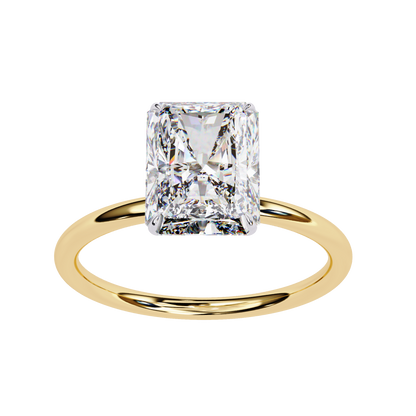 Solitaire Ring featuring radiant cut lab grown diamond in 18K solid gold