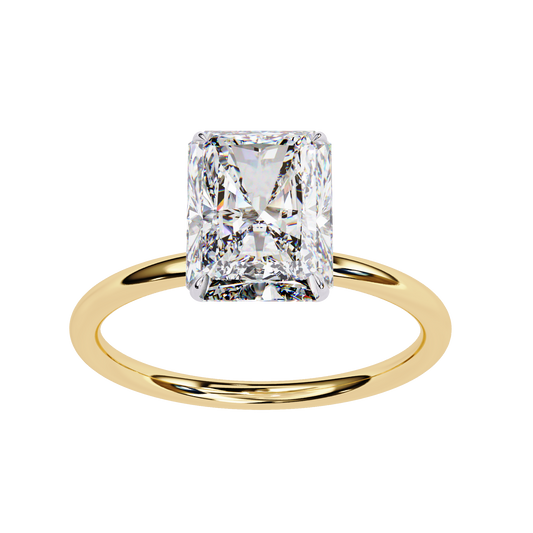 Solitaire Ring featuring radiant cut lab grown diamond in 18K solid gold