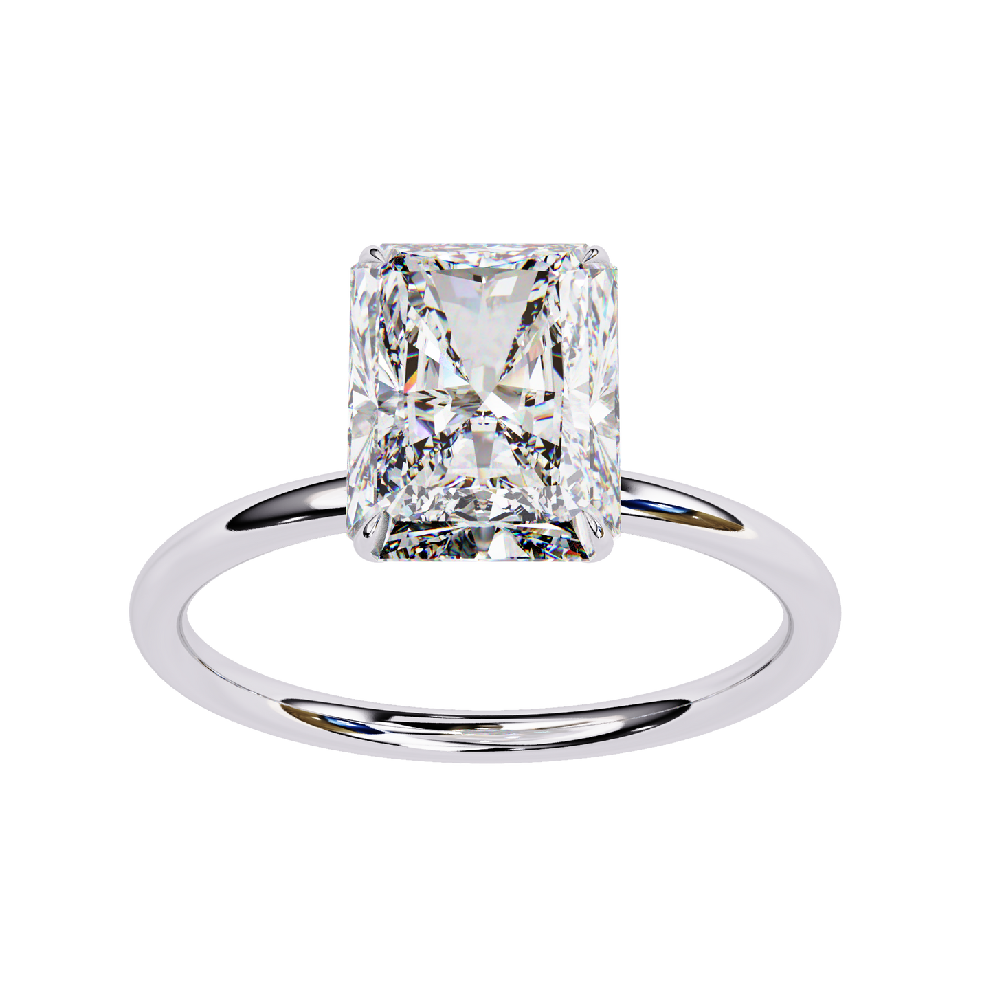 Radiant Cut 18K Solid Gold Lab Grown Diamond Art Deco Solitaire Ring
