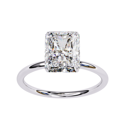 Radiant Cut 18K Solid Gold Lab Grown Diamond Art Deco Solitaire Ring