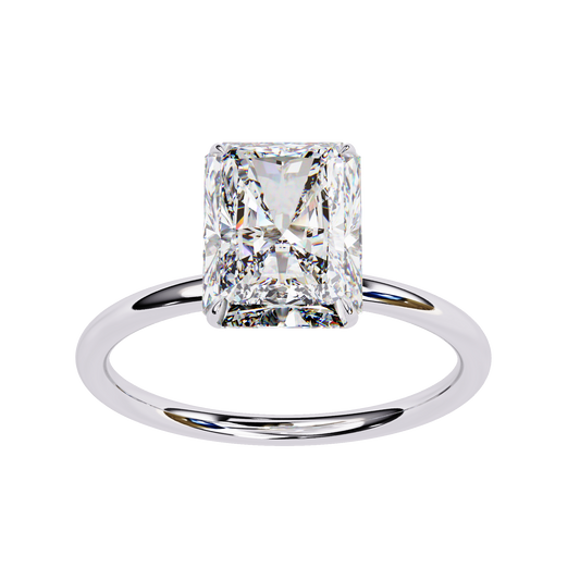 Radiant Cut 18K Solid Gold Lab Grown Diamond Art Deco Solitaire Ring