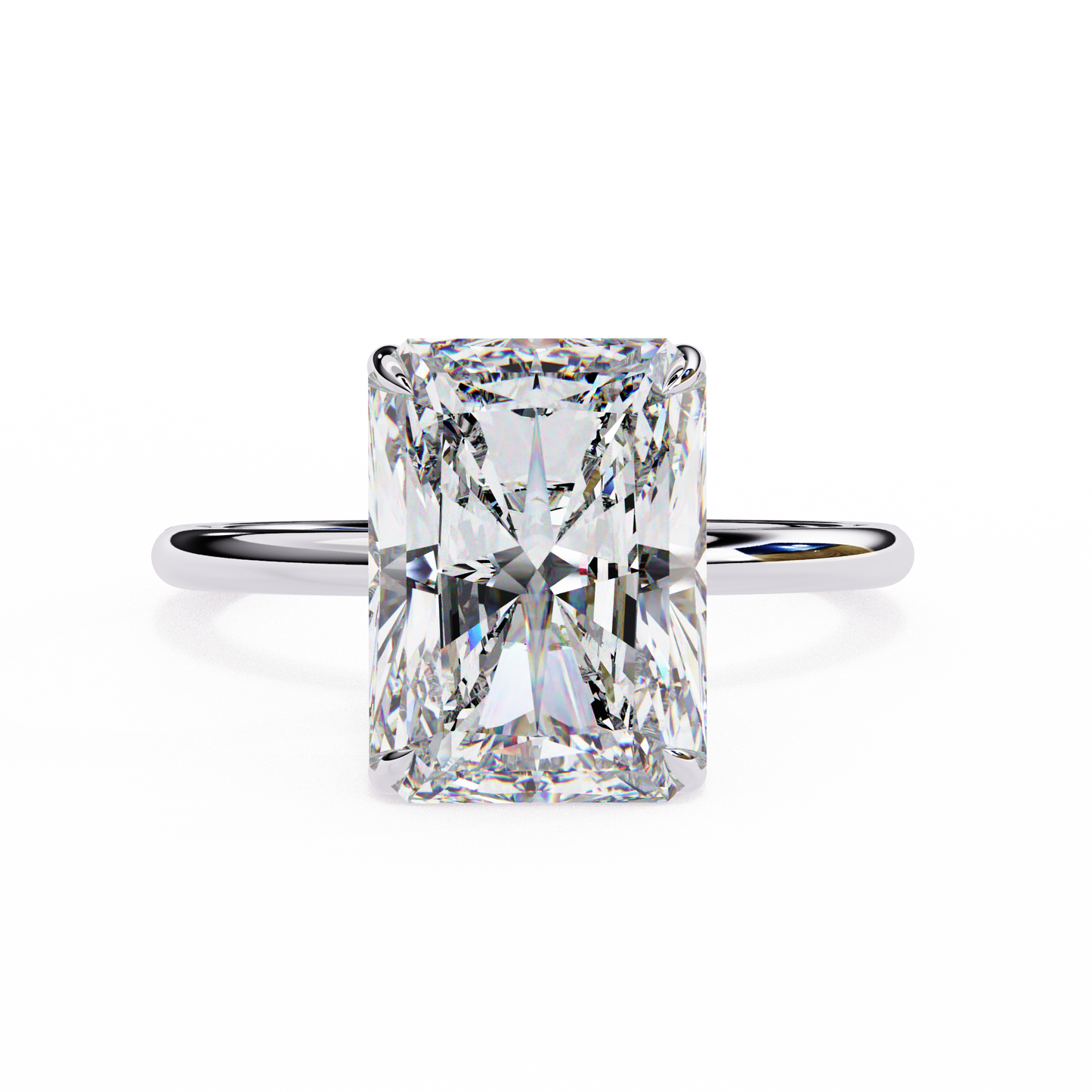 3.03 Ct Radiant Cut 18k Solid Gold  Lab Grown Diamond  Art Deco Solitaire Ring Gift for Yours - HIGHCARAT DIAMONDS