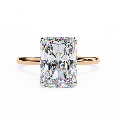 3.03 Ct Radiant Cut 18k Solid Gold  Lab Grown Diamond  Art Deco Solitaire Ring Gift for Yours - HIGHCARAT DIAMONDS