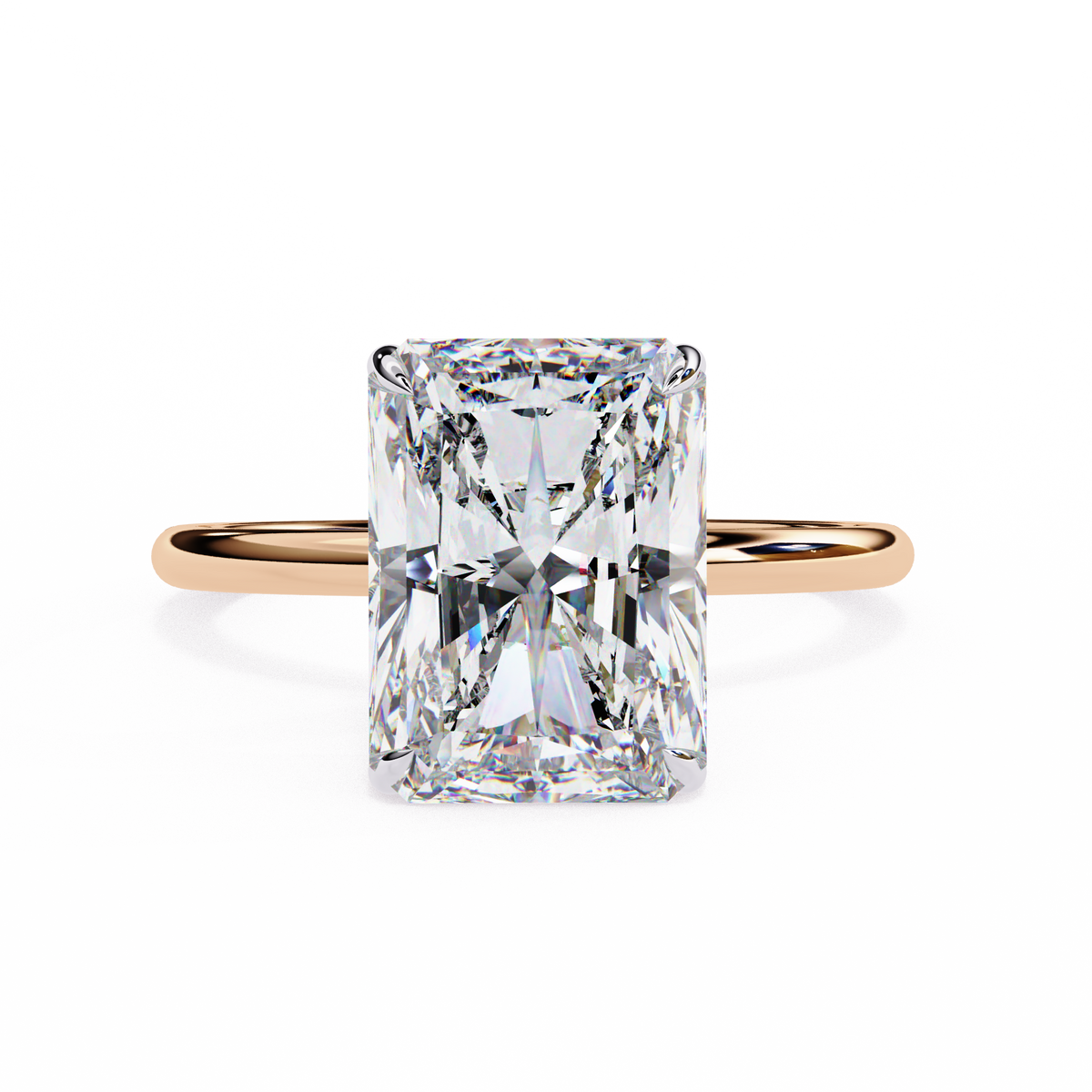 3.03 Ct Radiant Cut 18k Solid Gold  Lab Grown Diamond  Art Deco Solitaire Ring Gift for Yours - HIGHCARAT DIAMONDS