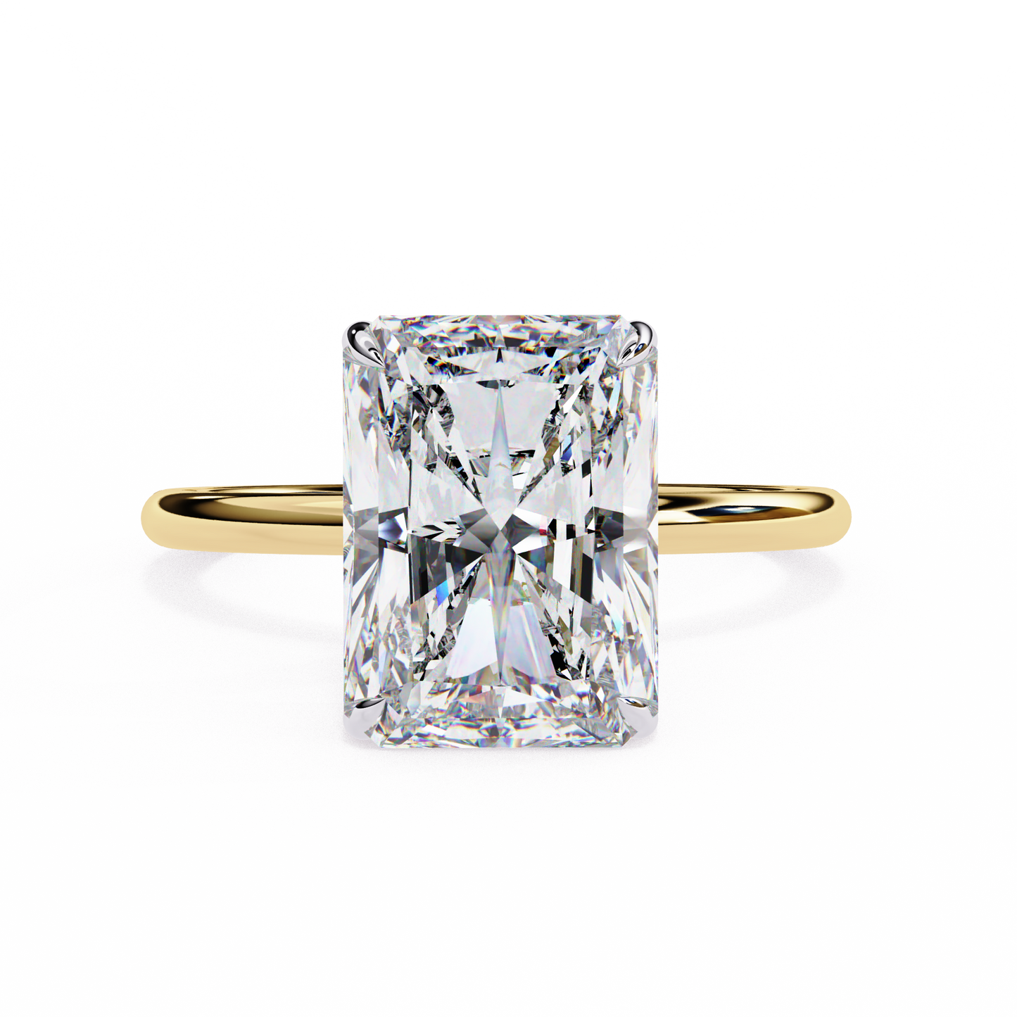 3.03 Ct Radiant Cut 18k Solid Gold  Lab Grown Diamond  Art Deco Solitaire Ring Gift for Yours - HIGHCARAT DIAMONDS