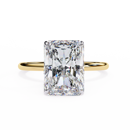 3.03 Ct Radiant Cut 18k Solid Gold  Lab Grown Diamond  Art Deco Solitaire Ring Gift for Yours - HIGHCARAT DIAMONDS
