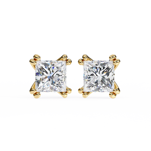 Solitaire 3.04Ct Princess Cut Diamond Unique Stacking Double Prong Set Dainty Stud Party Wear Earring For Gift - HIGHCARAT DIAMONDS