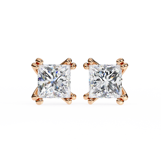 Solitaire 3.04Ct Princess Cut Diamond Unique Stacking Double Prong Set Dainty Stud Party Wear Earring For Gift - HIGHCARAT DIAMONDS