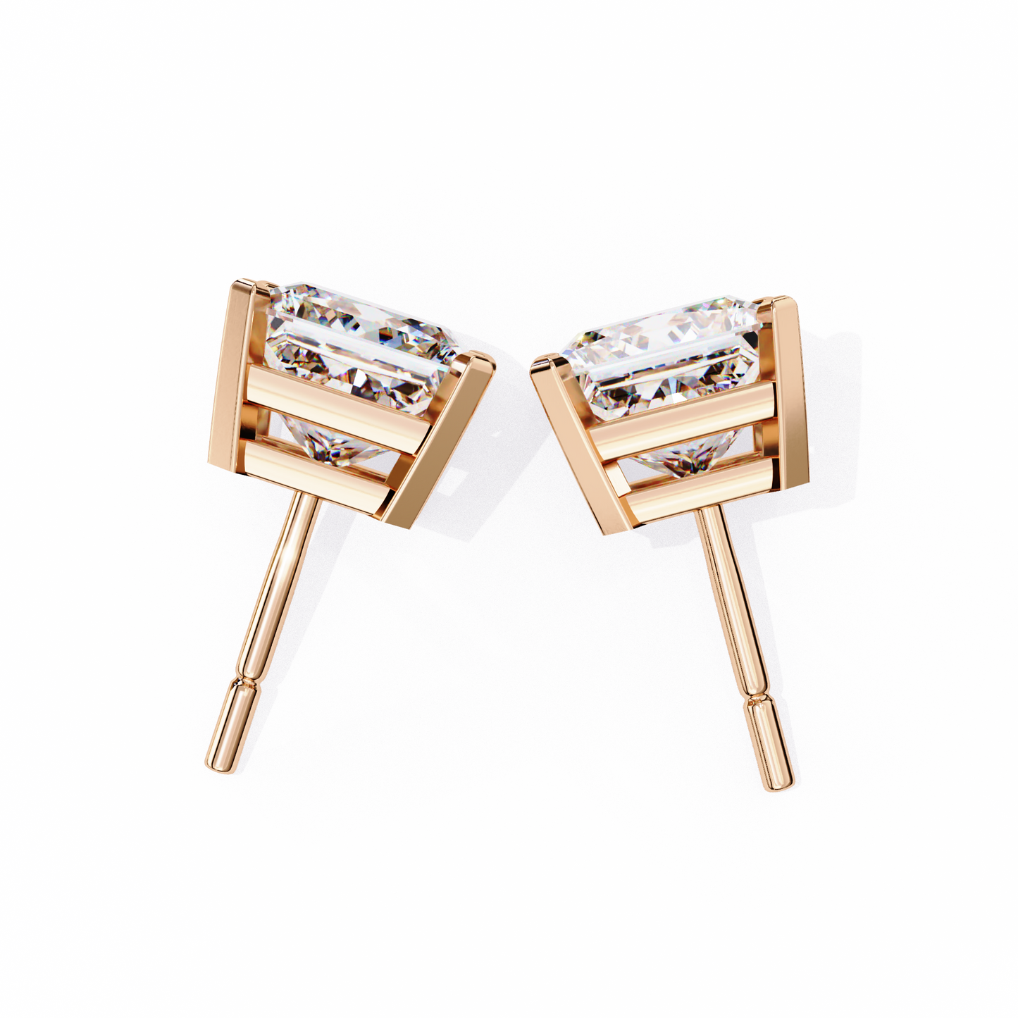 3.04Ct Princess Cut Diamond Unique Classic Dainty Sparkling Prong Set Stud Earring Gift For Her - HIGHCARAT DIAMONDS