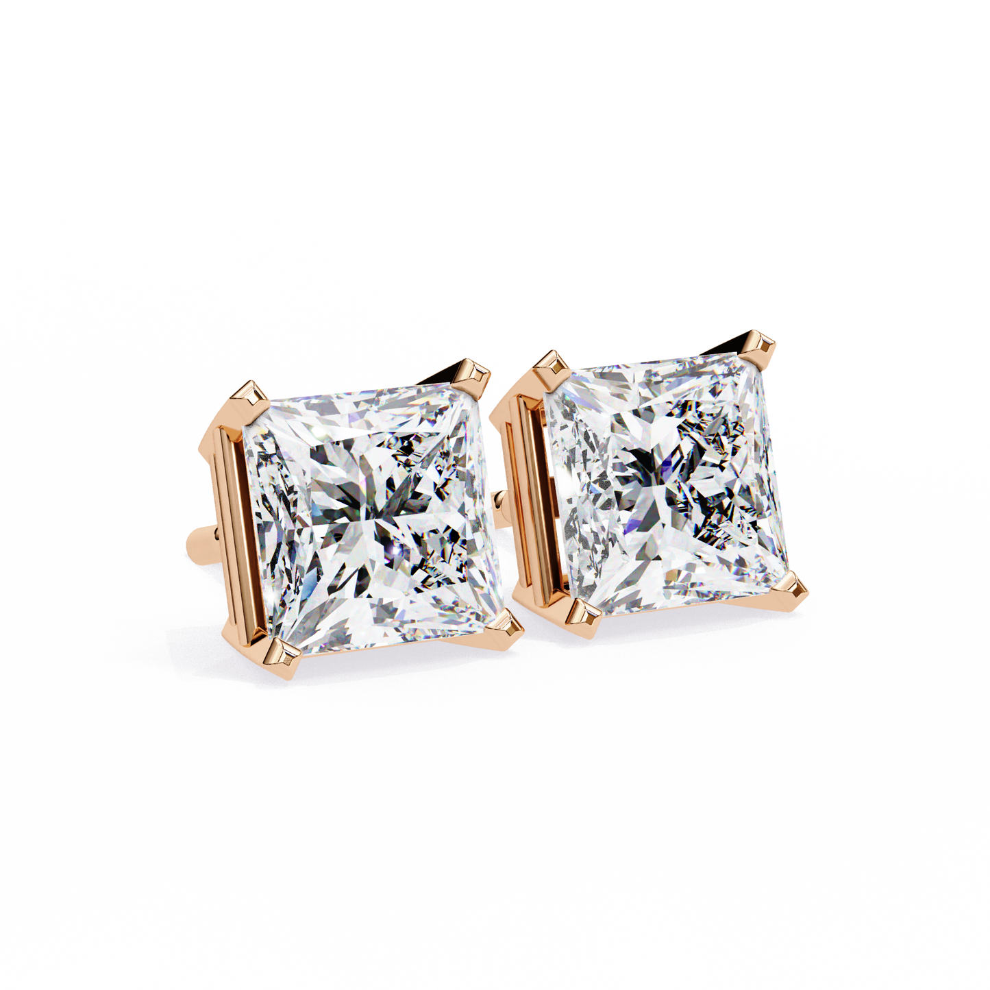 3.04Ct Princess Cut Diamond Unique Classic Dainty Sparkling Prong Set Stud Earring Gift For Her - HIGHCARAT DIAMONDS