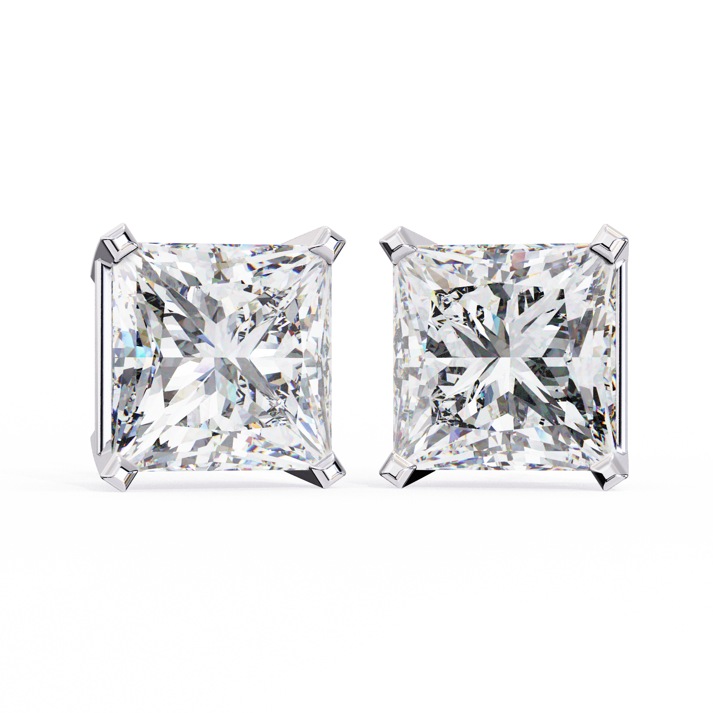 3.04Ct Princess Cut Diamond Unique Classic Dainty Sparkling Prong Set Stud Earring Gift For Her - HIGHCARAT DIAMONDS