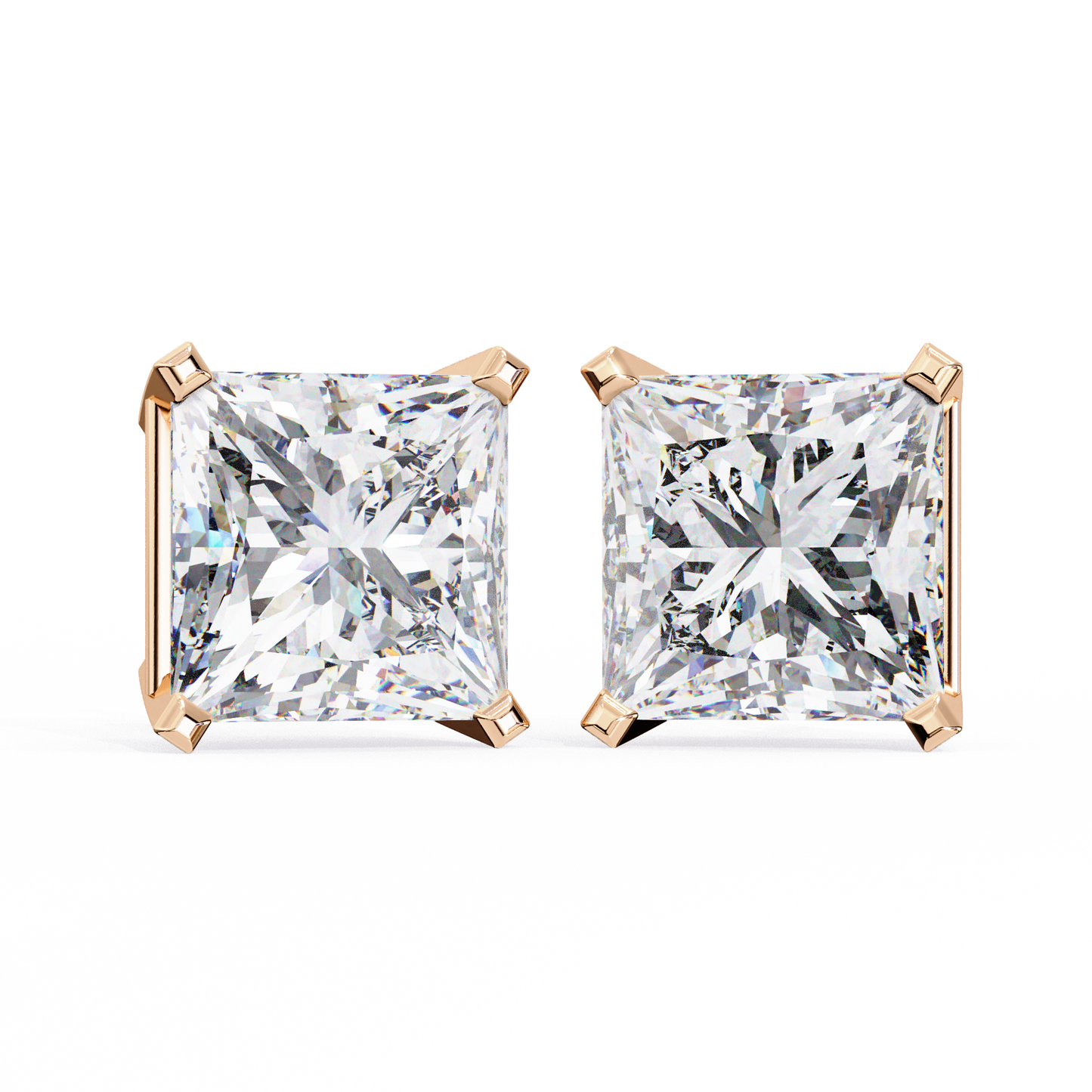 3.04Ct Princess Cut Diamond Unique Classic Dainty Sparkling Prong Set Stud Earring Gift For Her - HIGHCARAT DIAMONDS