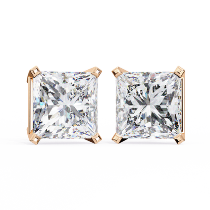 3.04Ct Princess Cut Diamond Unique Classic Dainty Sparkling Prong Set Stud Earring Gift For Her - HIGHCARAT DIAMONDS