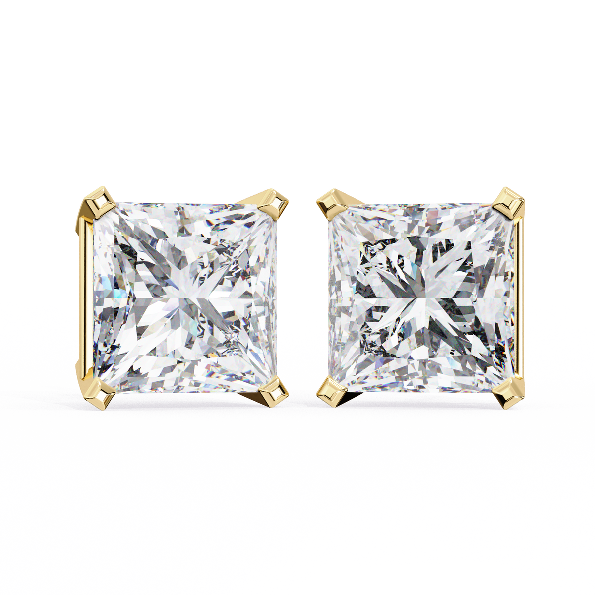 3.04Ct Princess Cut Diamond Unique Classic Dainty Sparkling Prong Set Stud Earring Gift For Her - HIGHCARAT DIAMONDS