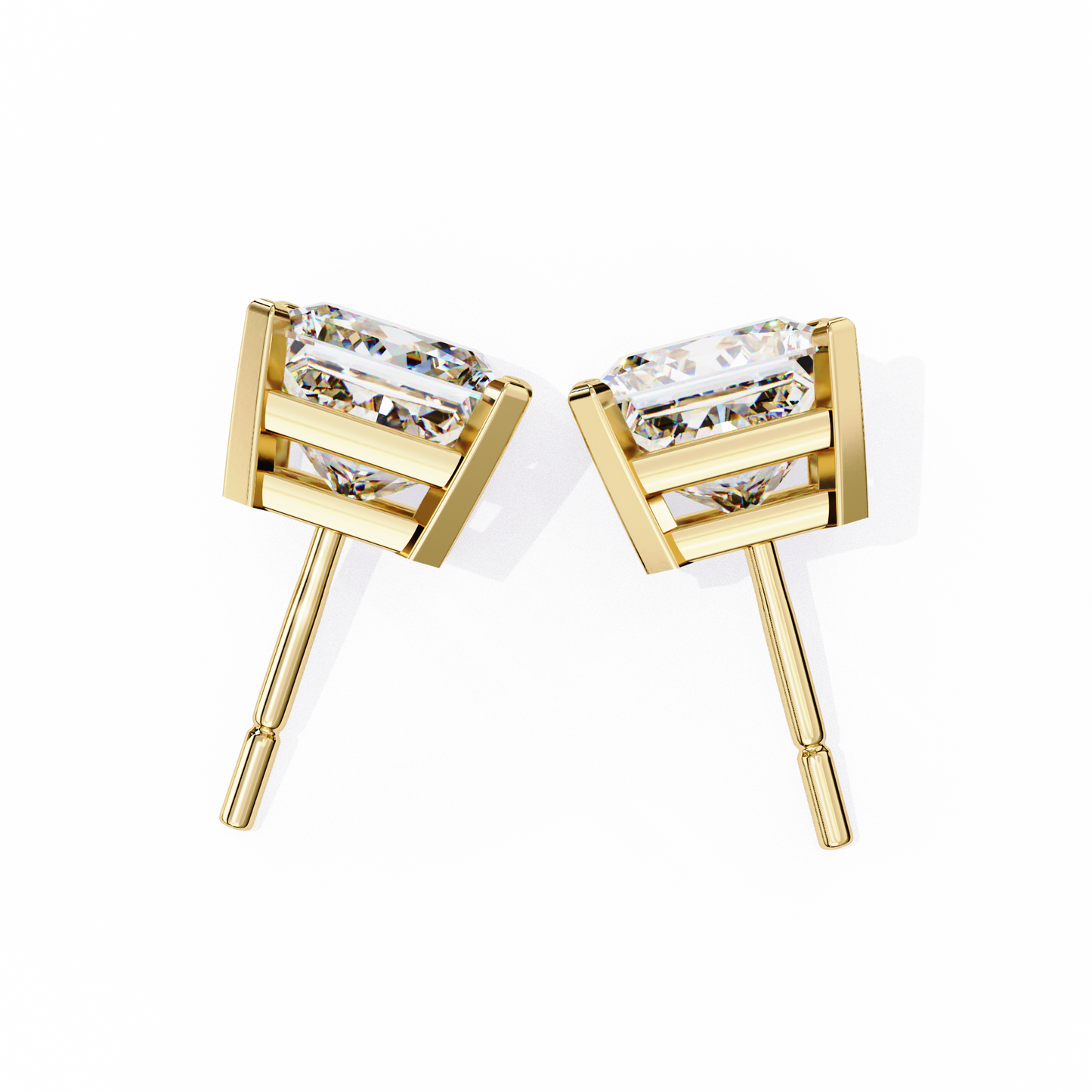 3.04Ct Princess Cut Diamond Unique Classic Dainty Sparkling Prong Set Stud Earring Gift For Her - HIGHCARAT DIAMONDS