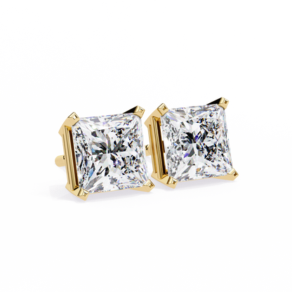 3.04Ct Princess Cut Diamond Unique Classic Dainty Sparkling Prong Set Stud Earring Gift For Her - HIGHCARAT DIAMONDS