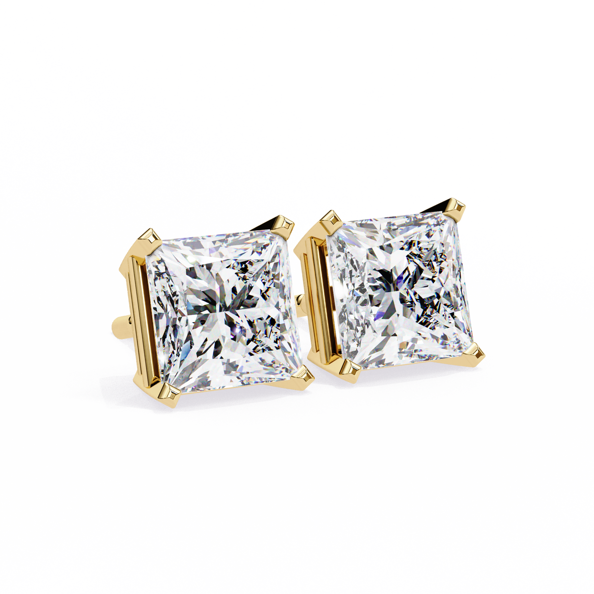 3.04Ct Princess Cut Diamond Unique Classic Dainty Sparkling Prong Set Stud Earring Gift For Her - HIGHCARAT DIAMONDS