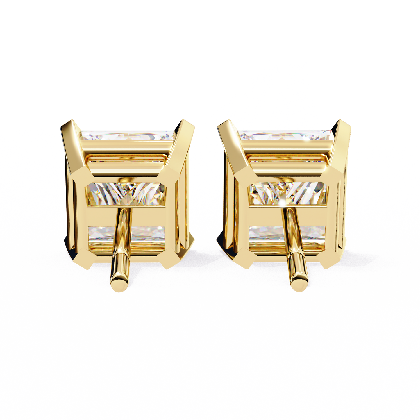 3.04Ct Princess Cut Diamond Unique Classic Dainty Sparkling Prong Set Stud Earring Gift For Her - HIGHCARAT DIAMONDS