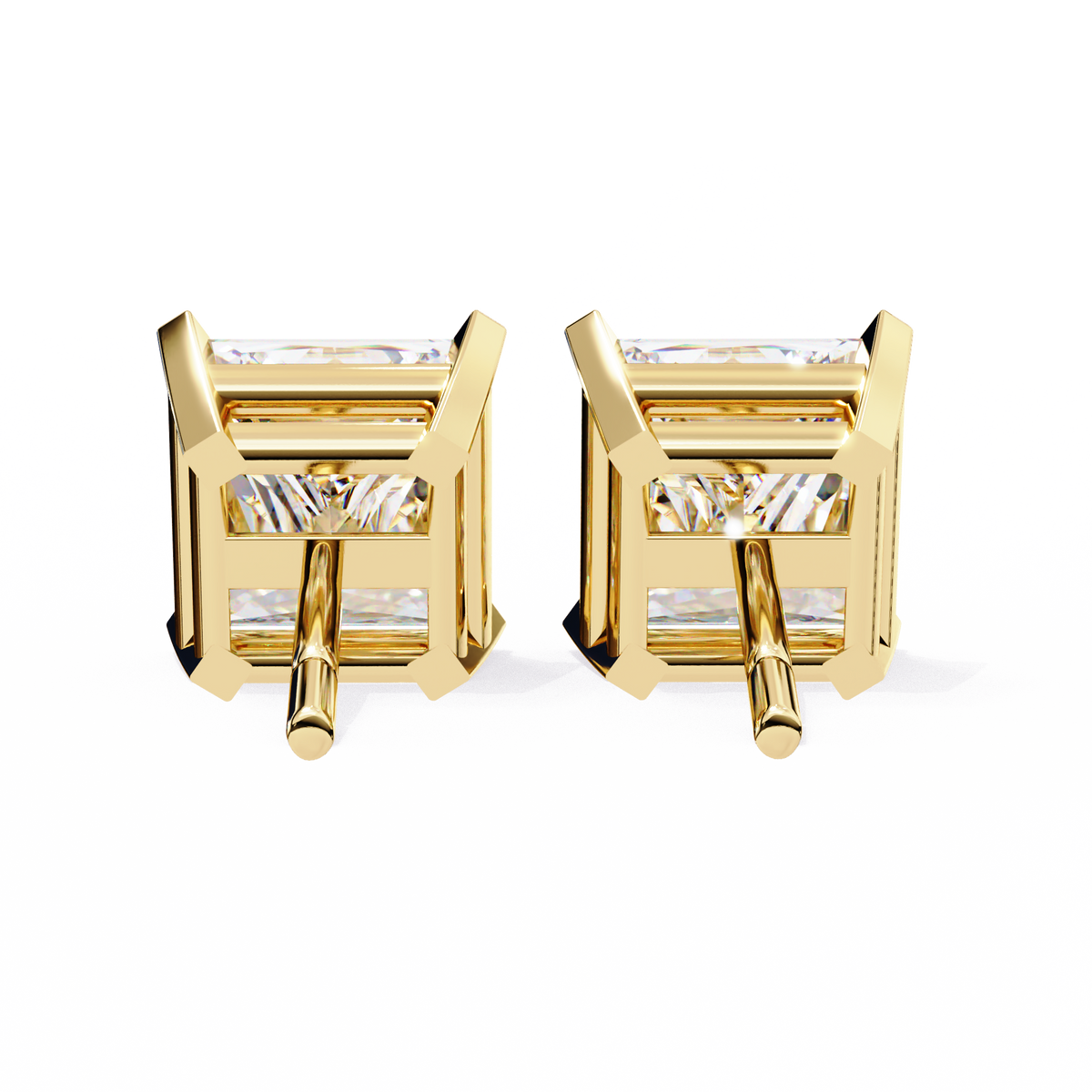 3.04Ct Princess Cut Diamond Unique Classic Dainty Sparkling Prong Set Stud Earring Gift For Her - HIGHCARAT DIAMONDS