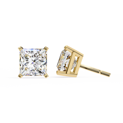 3.04Ct Princess Cut Diamond Unique Classic Dainty Sparkling Prong Set Stud Earring Gift For Her - HIGHCARAT DIAMONDS