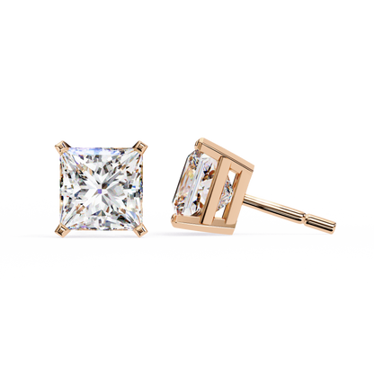 3.04Ct Princess Cut Diamond Unique Classic Dainty Sparkling Prong Set Stud Earring Gift For Her - HIGHCARAT DIAMONDS