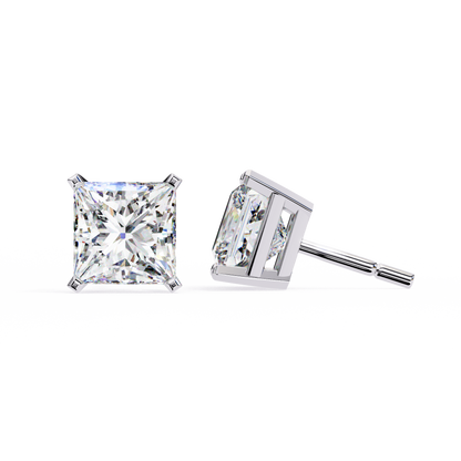 3.04Ct Princess Cut Diamond Unique Classic Dainty Sparkling Prong Set Stud Earring Gift For Her - HIGHCARAT DIAMONDS