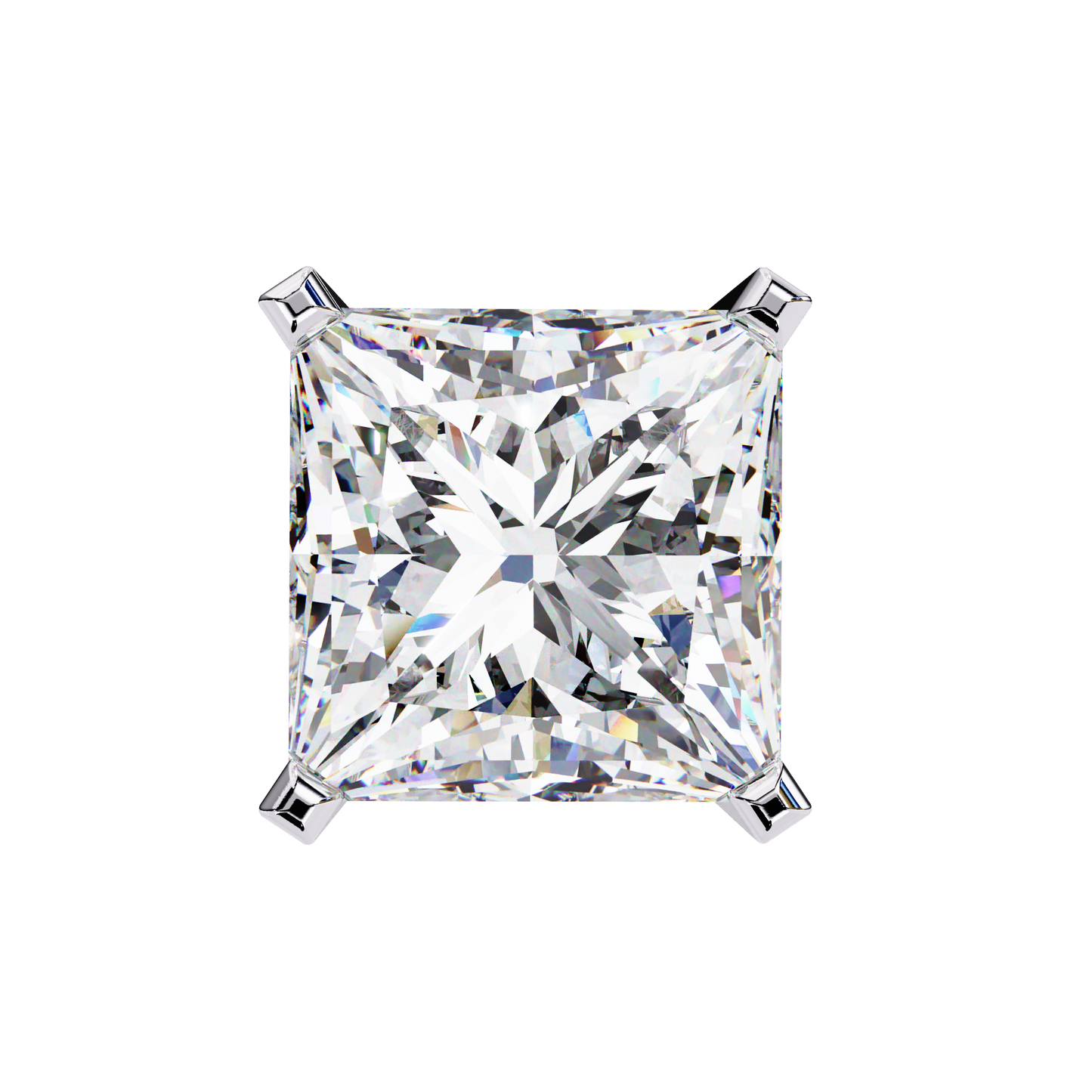 3.04Ct Princess Cut Diamond Unique Classic Dainty Sparkling Prong Set Stud Earring Gift For Her - HIGHCARAT DIAMONDS