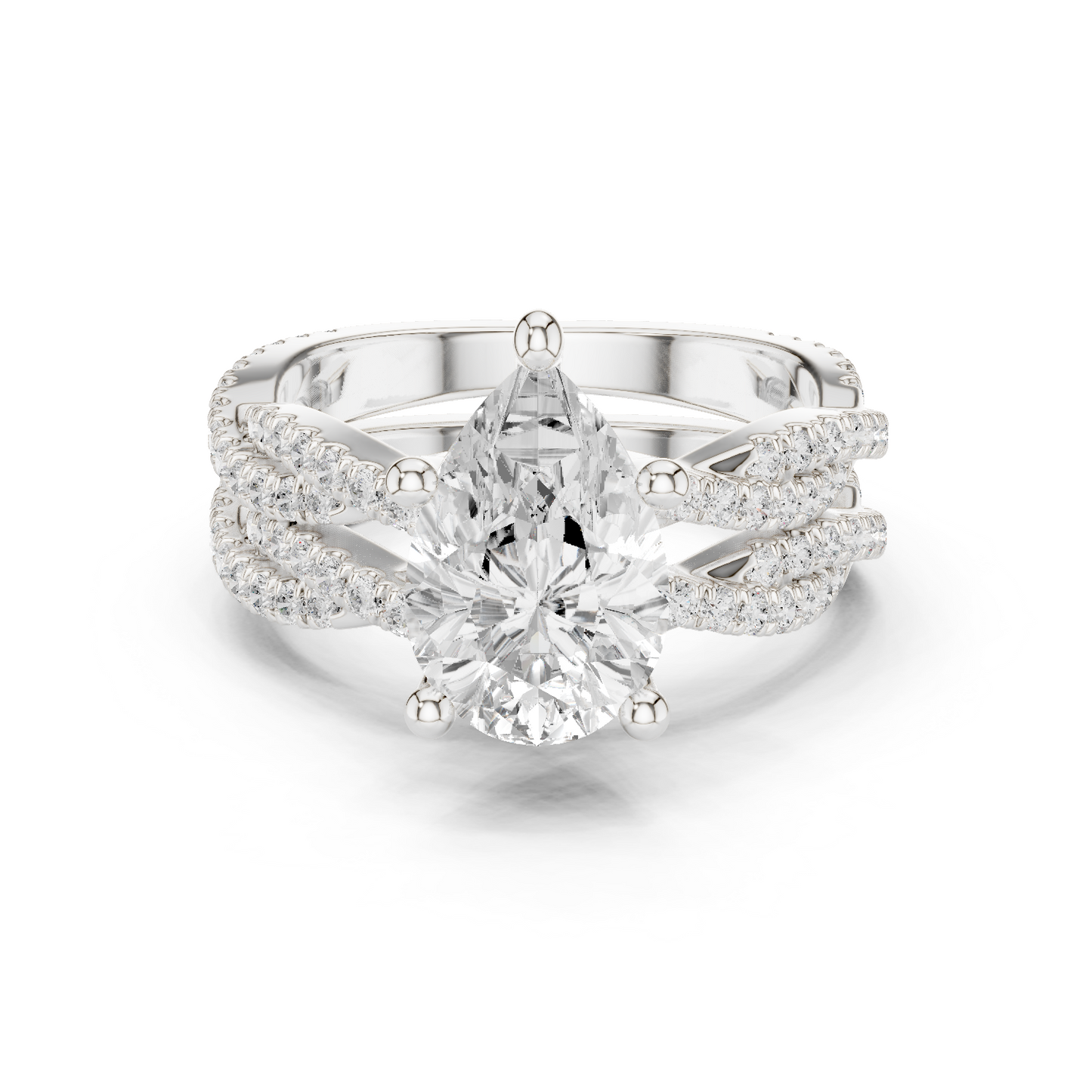 3.23 Carat Pear Cut Lab Grown And 18K Solid Yellow Gold Diamond Accented halo Ring For Women's