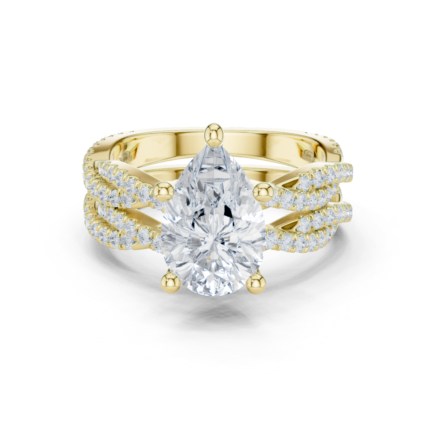 3.23 Carat Pear Cut Lab Grown And 18K Solid Yellow Gold Diamond Accented halo Ring For Women's