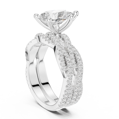 3.23 Carat Pear Cut Lab Grown And 18K Solid Yellow Gold Diamond Accented halo Ring For Women's