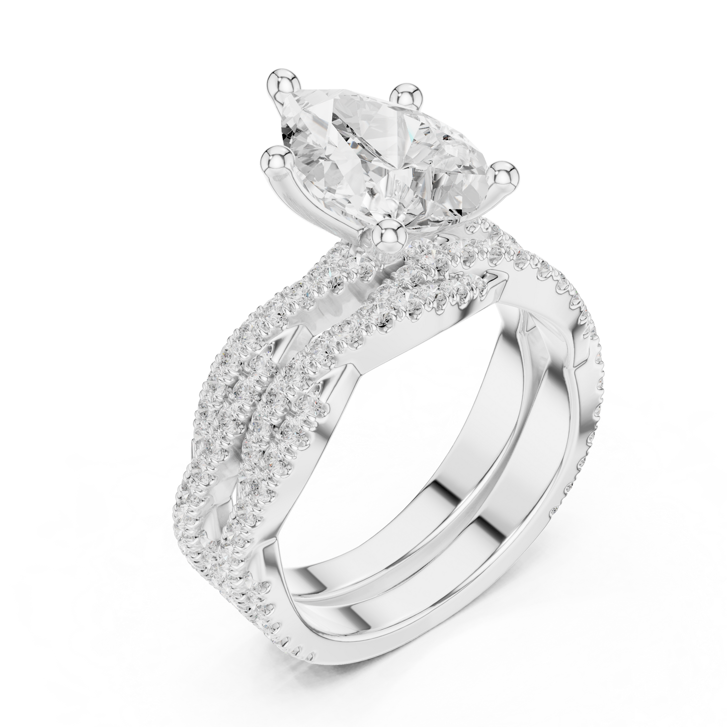 3.23 Carat Pear Cut Lab Grown And 18K Solid Yellow Gold Diamond Accented halo Ring For Women's