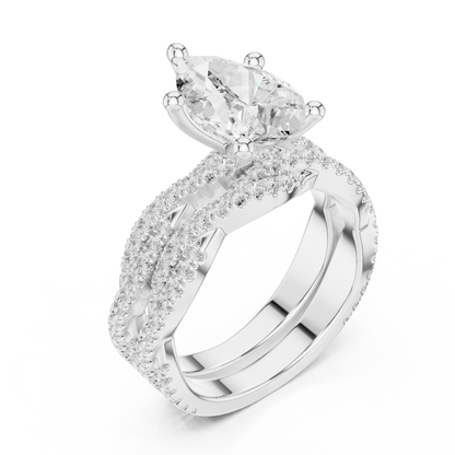 3.23 Carat Pear Cut Lab Grown And 18K Solid Yellow Gold Diamond Accented halo Ring For Women's - HIGHCARAT DIAMONDS
