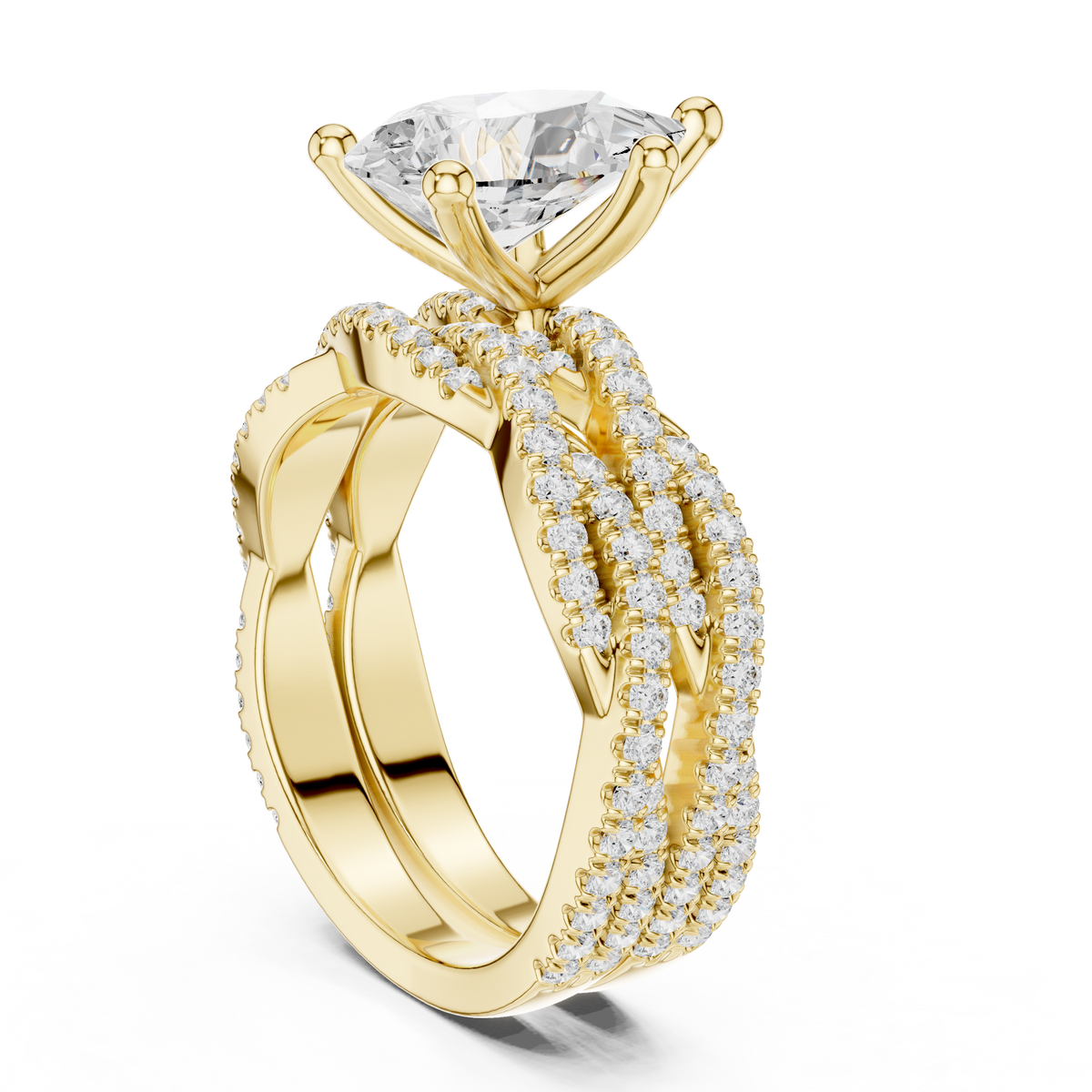 3.23 Carat Pear Cut Lab Grown And 18K Solid Yellow Gold Diamond Accented halo Ring For Women's - HIGHCARAT DIAMONDS