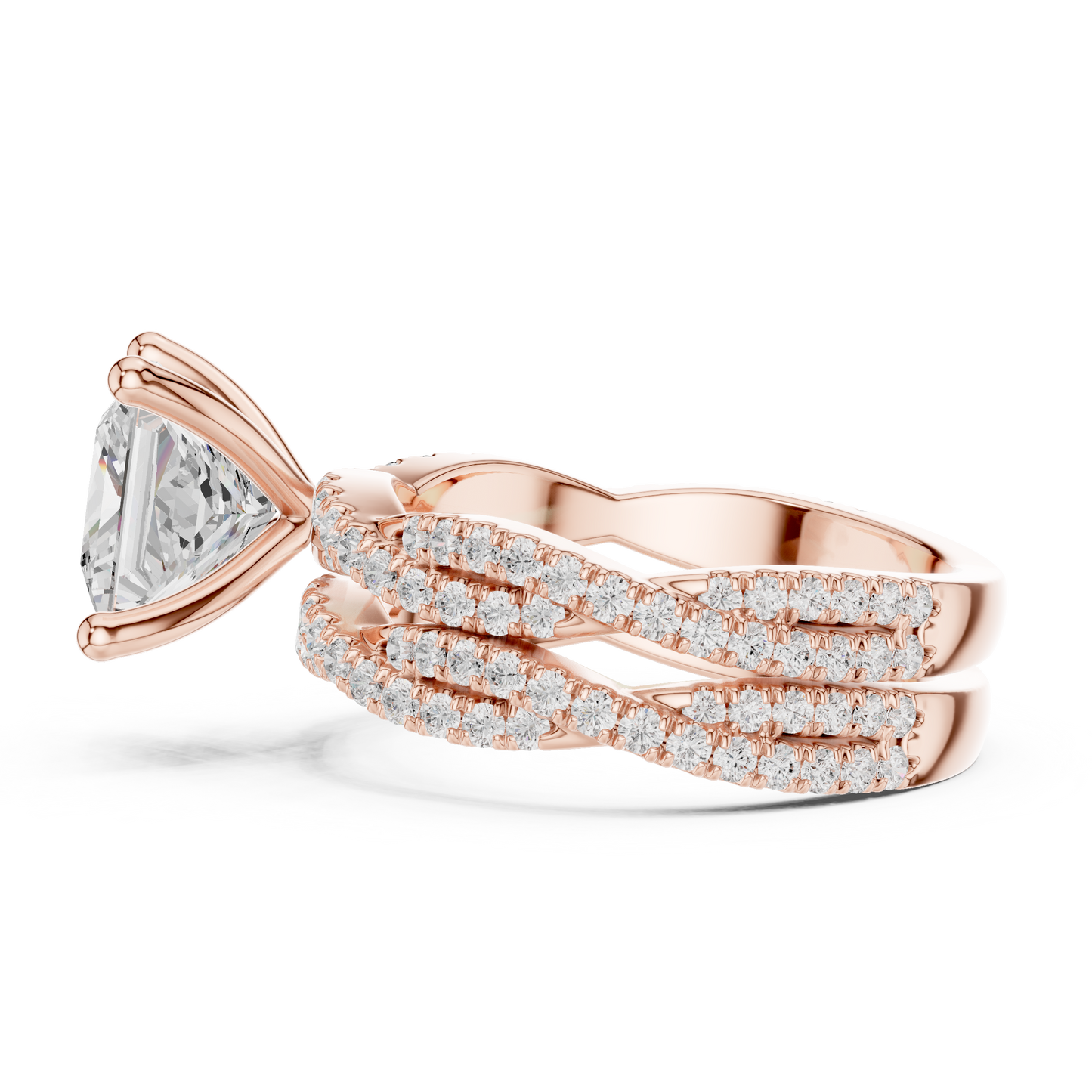 3.23 Carat Princess Cut Lab Grown And 18K Solid Yellow Gold Diamond Accented halo Wedding Ring