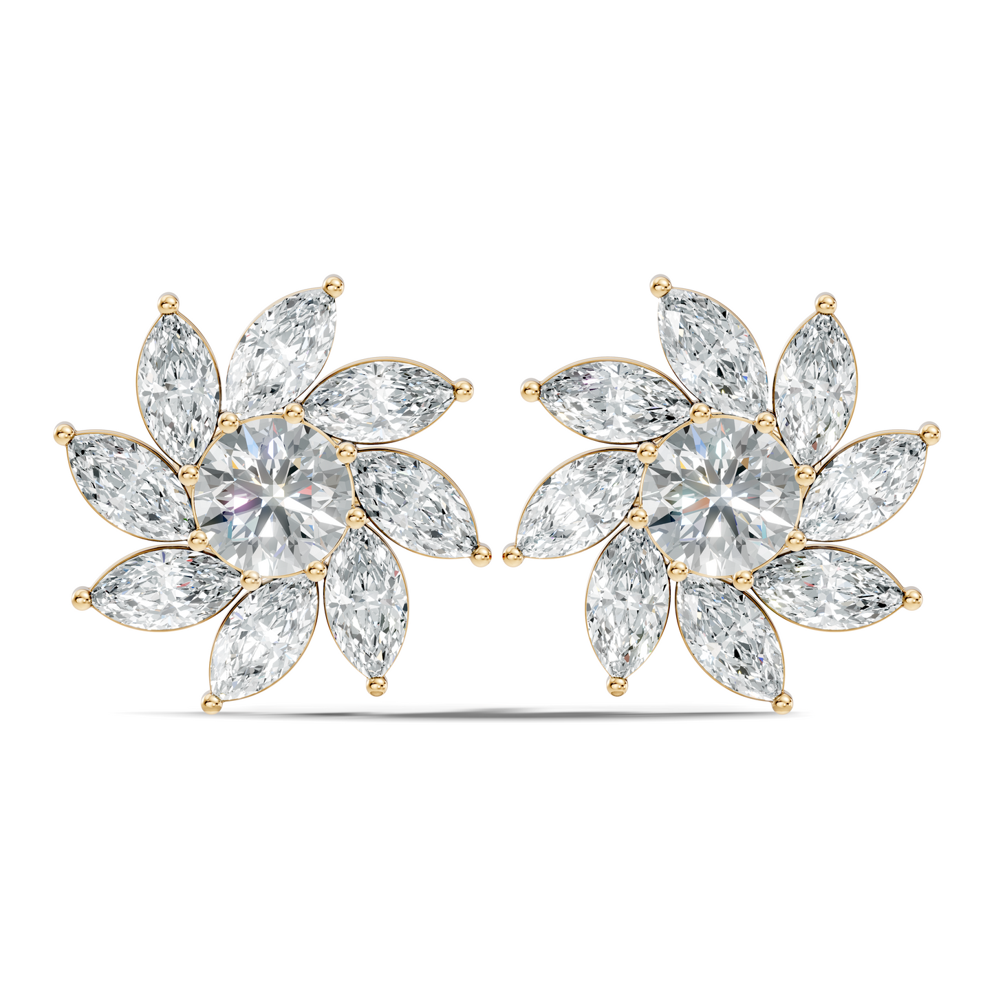 Classic 3.24 CT Lab-Grown Diamond Stud Earrings Marquise & Round Design for Her - HIGHCARAT DIAMONDS