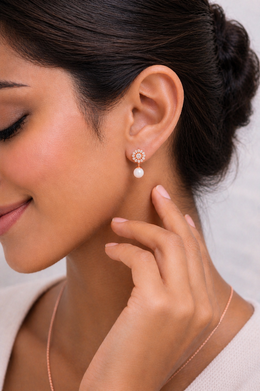 3.24 Ct Pear Cut Lab Grown Diamond Pearl Drop Earring - HIGHCARAT DIAMONDS