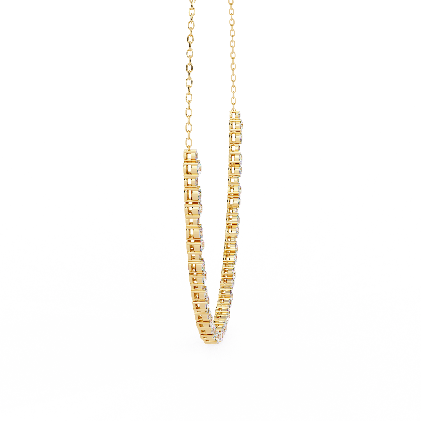 3.25 CT Oval And Round Cut Lab Grown Stunning Diamond Necklace For Daily Wear - HIGHCARAT DIAMONDS