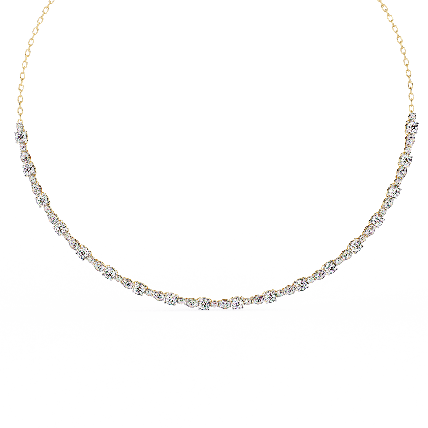 3.25 CT Oval And Round Cut Lab Grown Stunning Diamond Necklace For Daily Wear - HIGHCARAT DIAMONDS