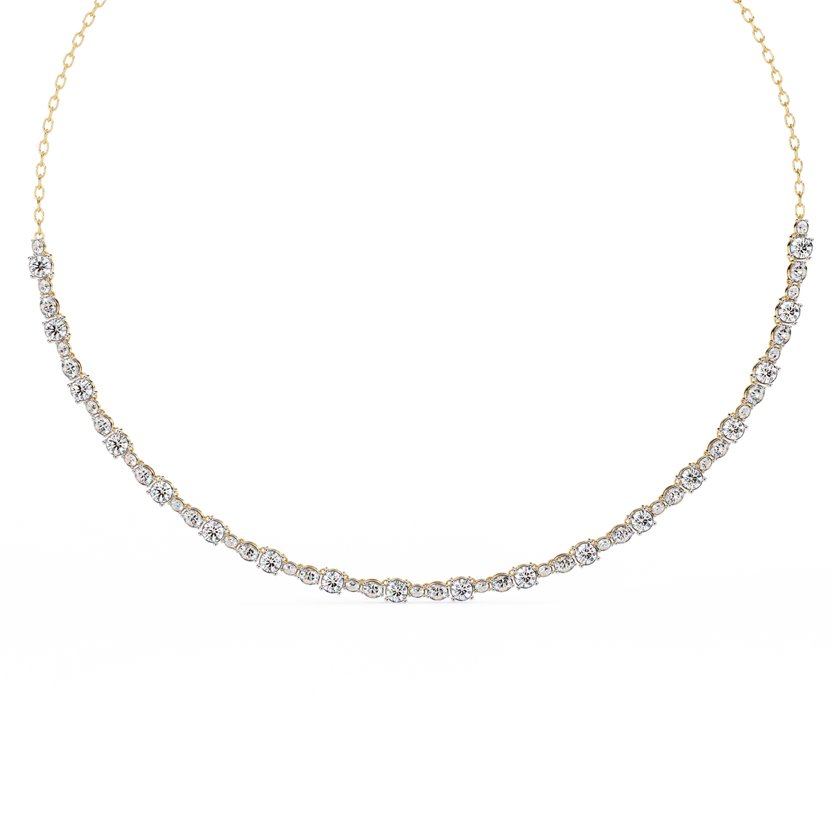 3.25 CT Oval And Round Cut Lab Grown Stunning Diamond Necklace For Daily Wear - HIGHCARAT DIAMONDS