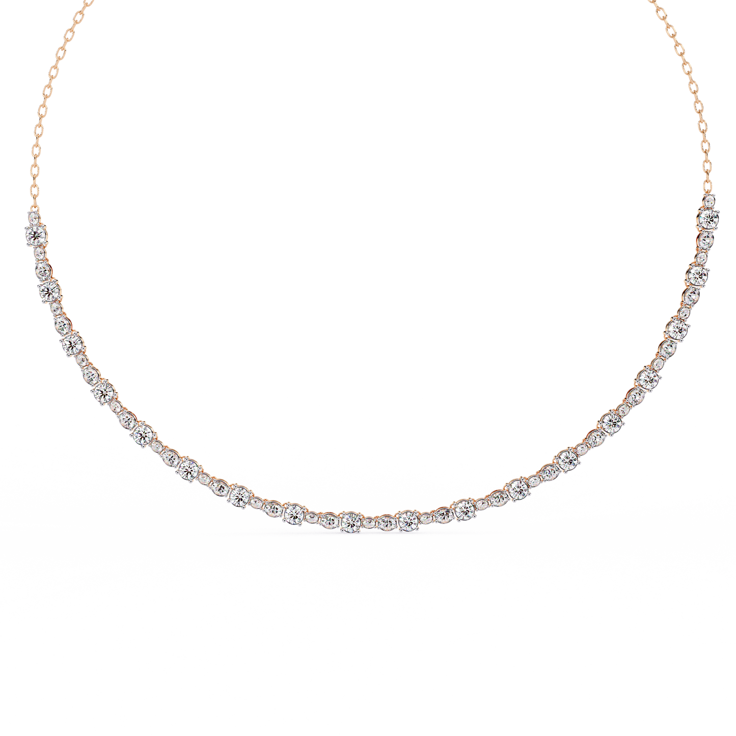 3.25 CT Oval And Round Cut Lab Grown Stunning Diamond Necklace For Daily Wear - HIGHCARAT DIAMONDS