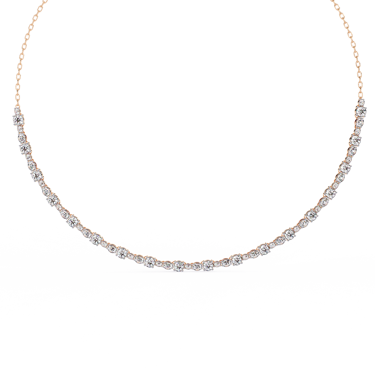 3.25 CT Oval And Round Cut Lab Grown Stunning Diamond Necklace For Daily Wear - HIGHCARAT DIAMONDS