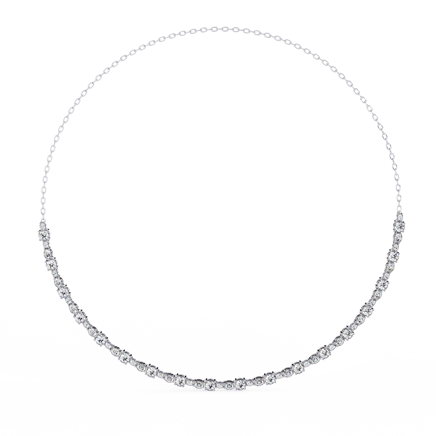 3.25 CT Oval And Round Cut Lab Grown Stunning Diamond Necklace For Daily Wear - HIGHCARAT DIAMONDS