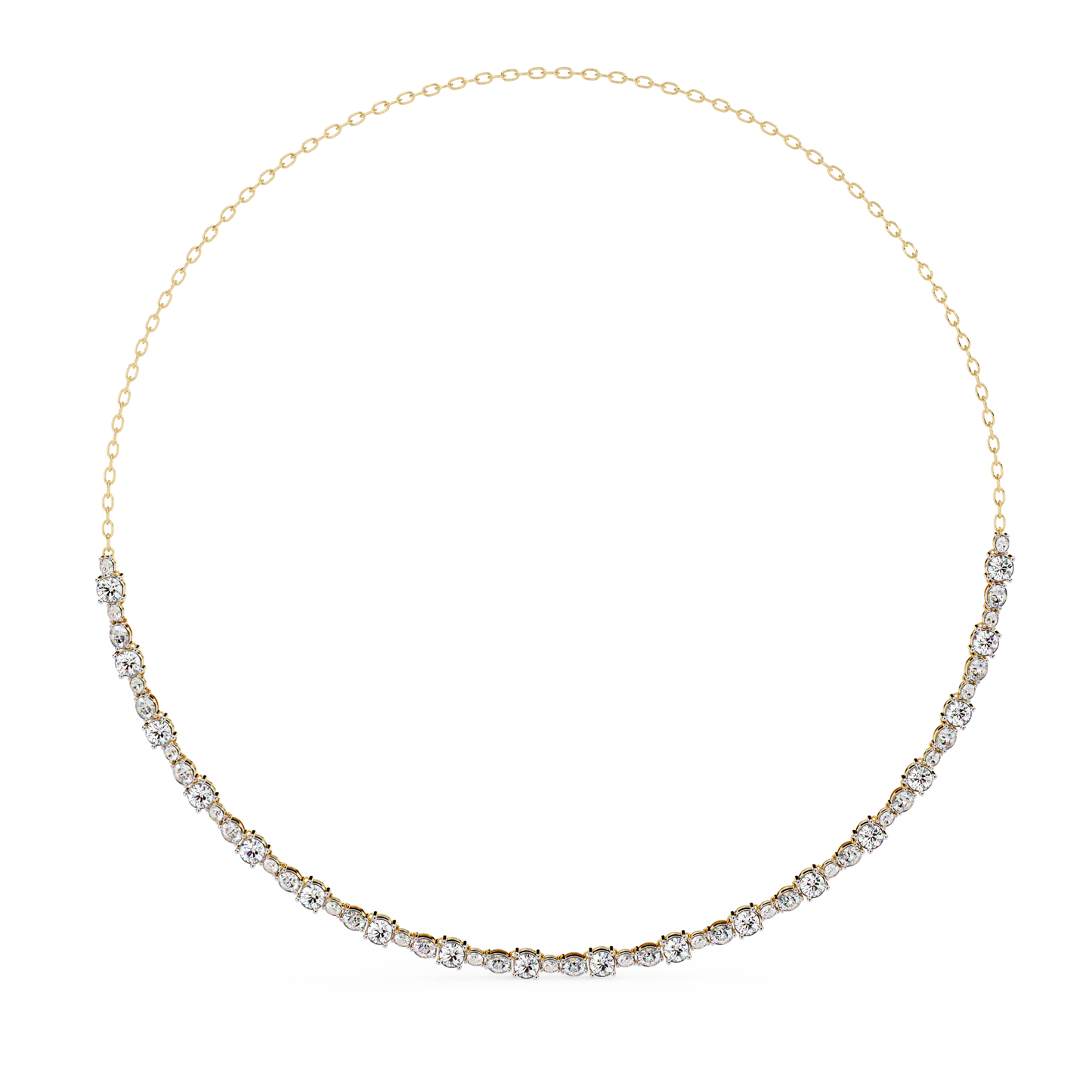 3.25 CT Oval And Round Cut Lab Grown Stunning Diamond Necklace For Daily Wear - HIGHCARAT DIAMONDS