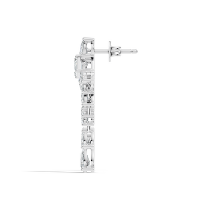 3.42 Carat Lab-Grown Pear & Round Diamond Cluster Earrings for Women Perfect Party Wear