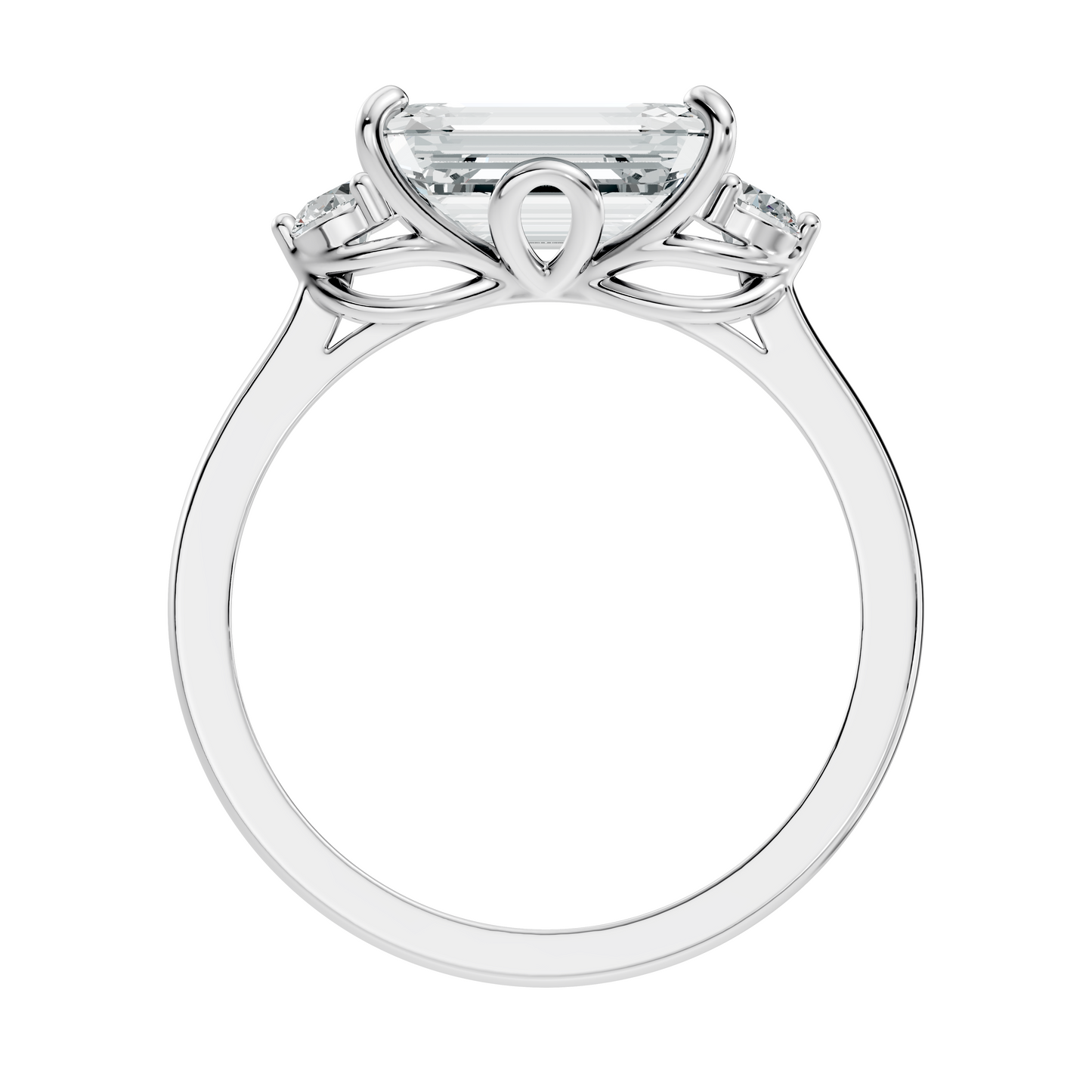 3.45Ct Emerald and Round Cut Lab Grown Diamond Unique Minimalist Prong Set Dainty Cluster Ring For Her