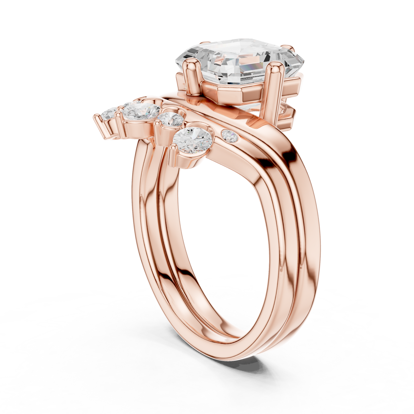 3.47 Ct Round, Oval, And Ascher Cut lab Grown Dainty  Diamond  Ring For Women Wedding Wear