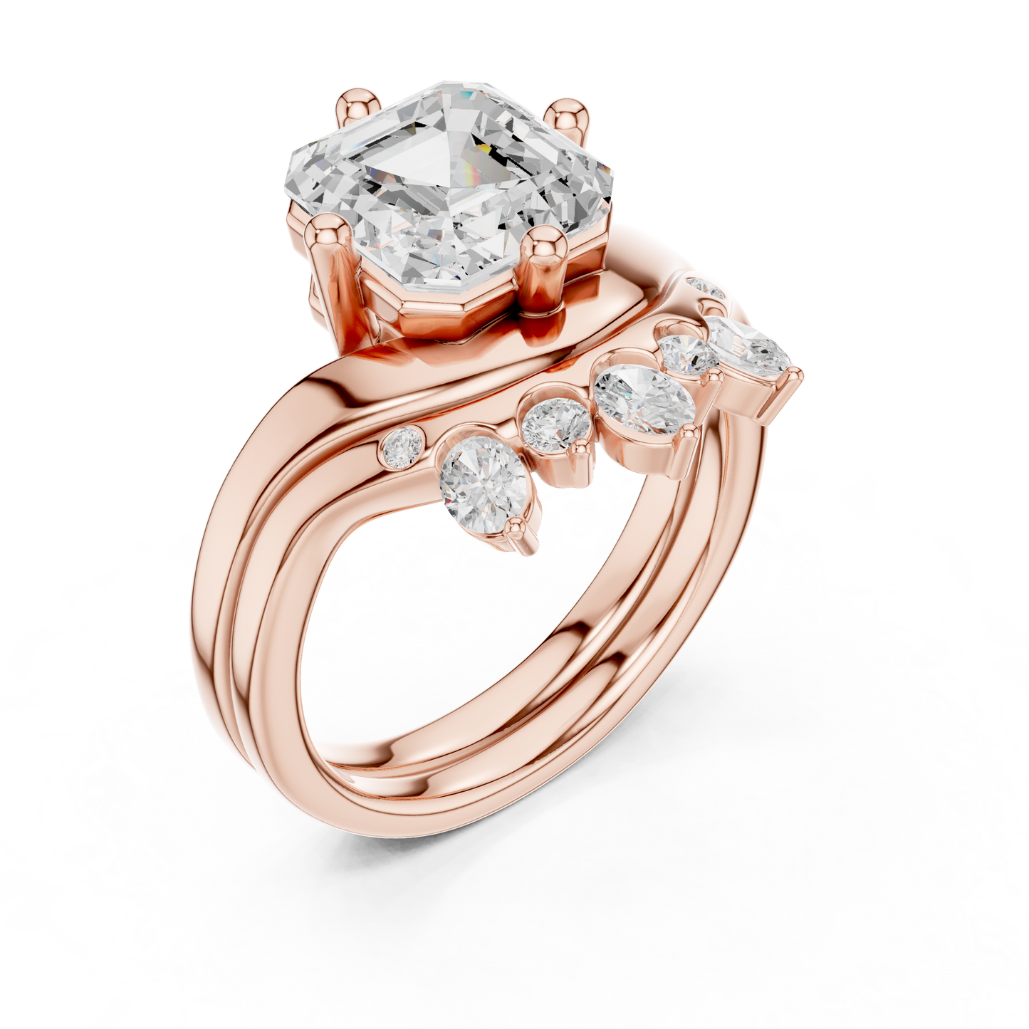 3.47 Ct Round, Oval, And Ascher Cut lab Grown Dainty  Diamond  Ring For Women Wedding Wear