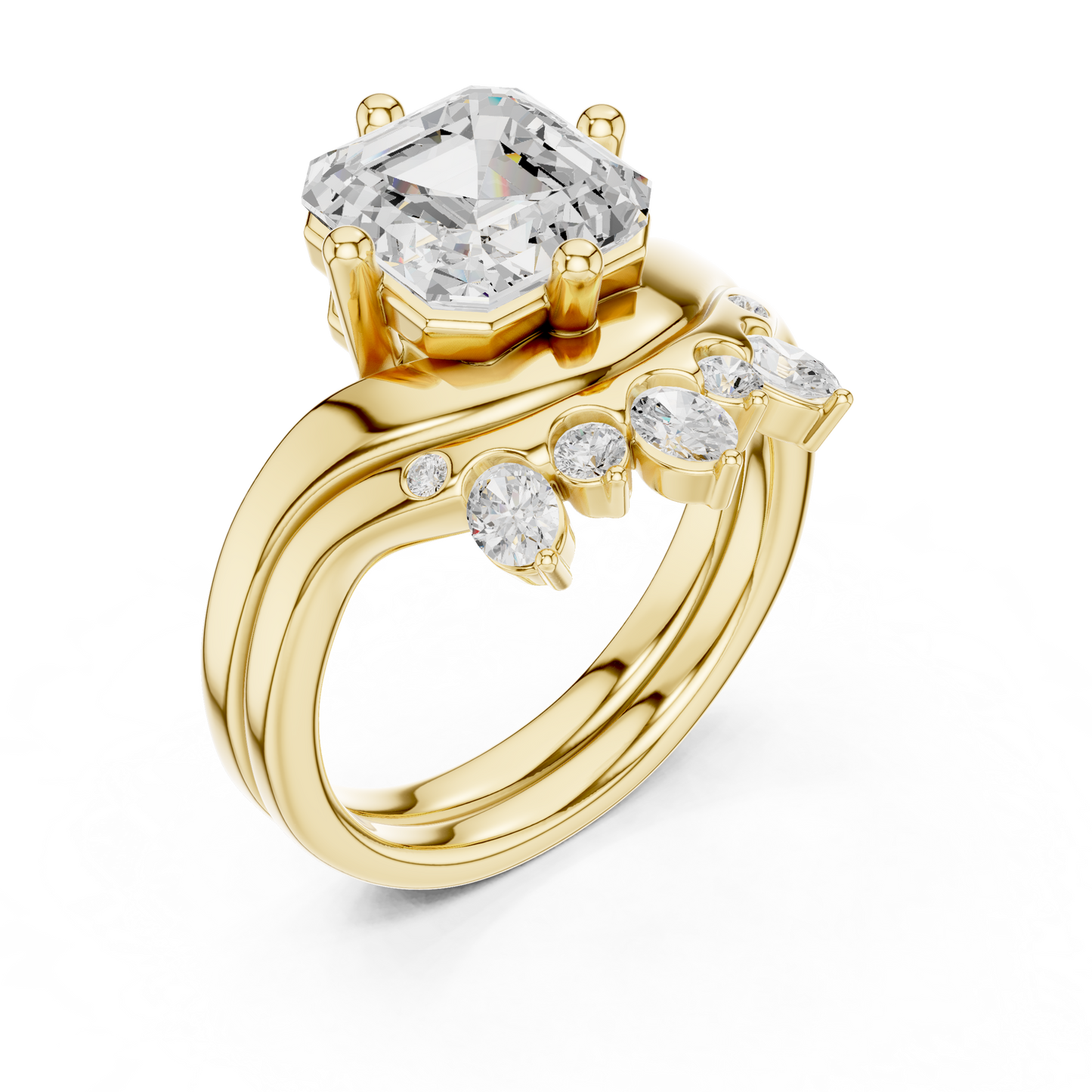 3.47 Ct Round, Oval, And Ascher Cut lab Grown Dainty  Diamond  Ring For Women Wedding Wear