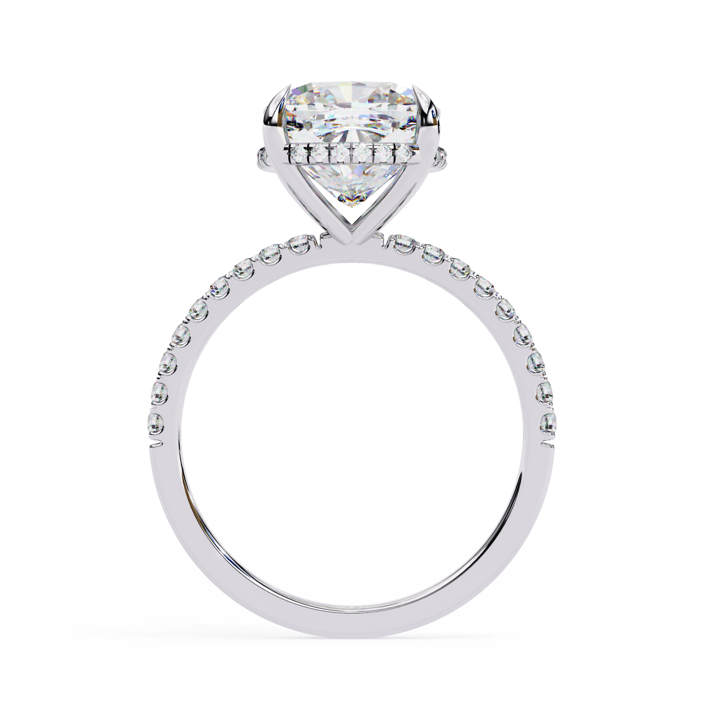 3.53 Ct Cushion And Round Cut 14k Solid Gold Diamond Pave Set Vintage Proposal Ring - HIGHCARAT DIAMONDS